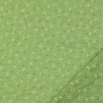 Dobby Voile mit Blumenstickerei, lindgrün